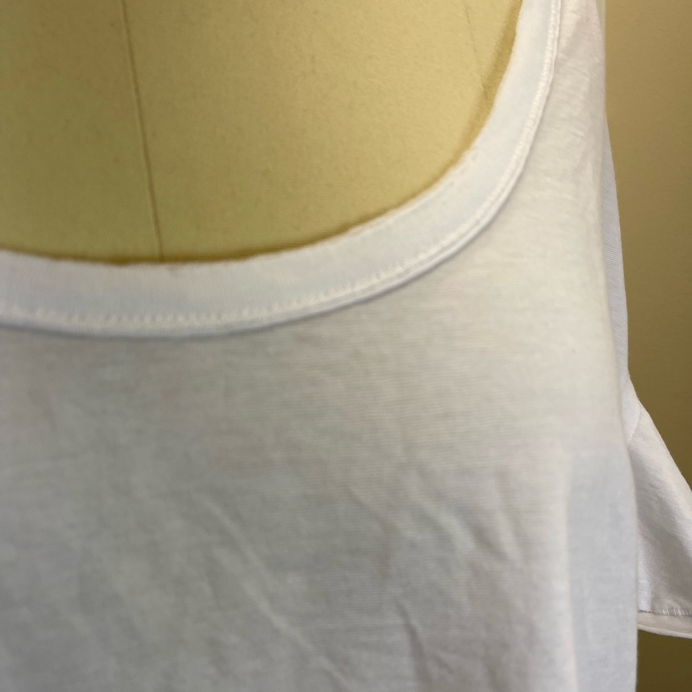 Free People  Loose Sleeves Top Crew Tee Lightweight T-Shirt White Cotton Blend - Picture 4 of 14